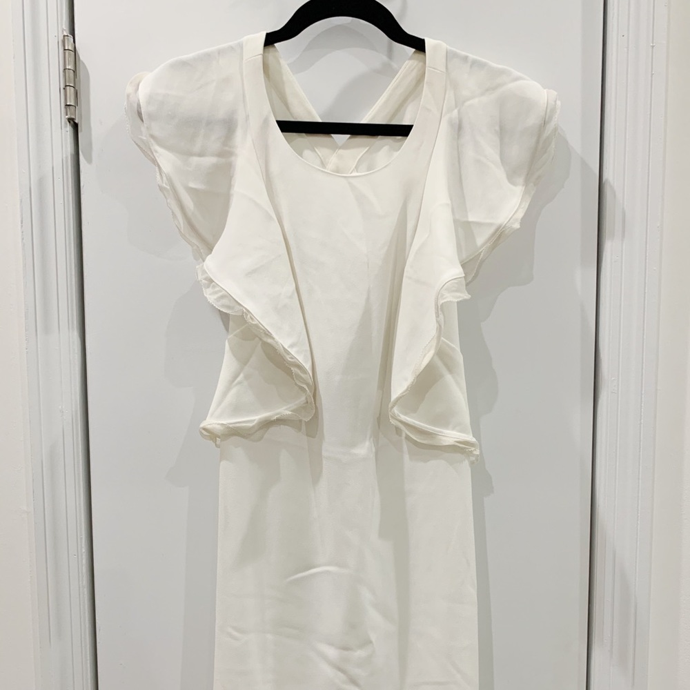 Club Monaco white flutter dress